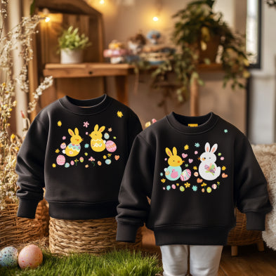 Family Easter Black Sweatshirt - Playful and Festive